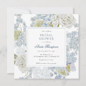 Something Blue Floral Ribbon Bridal Shower Kaart (Voorkant)