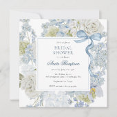 Something Blue Floral Ribbon Bridal Shower Kaart (Voorkant)