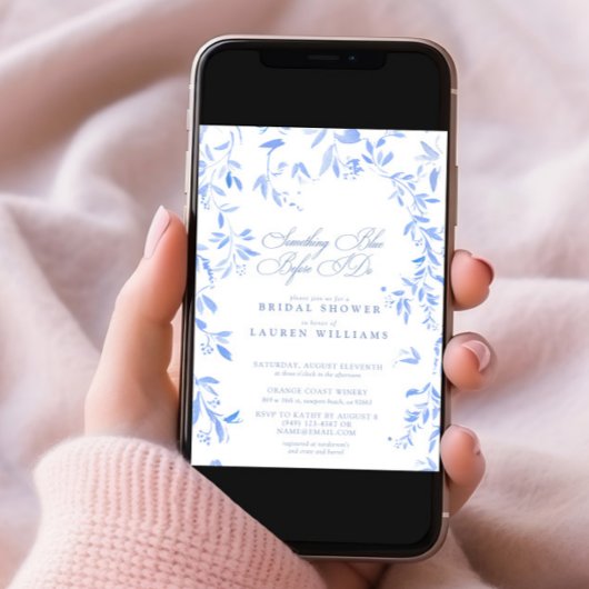 Something Blue Floral Script Vrijgezellenfeest Kaart