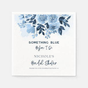 Something Blue Floral Script Vrijgezellenfeest Pap Servet