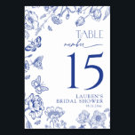 Something Blue Floral Vrijgezellenfeest Tafelnumme Kaart<br><div class="desc">Een goed ingerichte tafel instelling spreekt boekdelen, en de "Something Blue Before I Do" tafel nummer Kaart is de belichaming van verfijnde elegantie. Doordacht ontworpen met ingewikkelde bloemen- en vlindermotieven, straalt dit stuk sophisticatie uit en begeleidt gasten naadloos naar hun stoelen met moeiteloze charme. Perfect voor vrijgezellenfeesten, afternoon tea's of...</div>