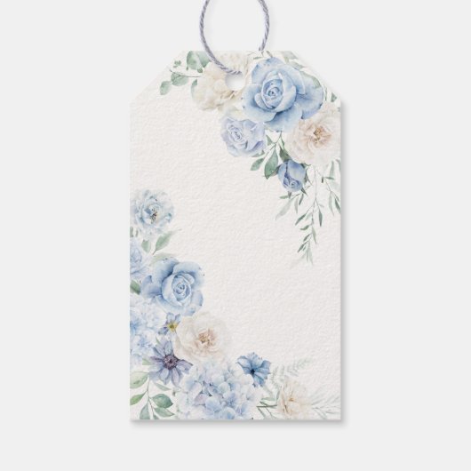 Something Blue Florale Hydrangea Trouwfavor Cadeaulabel (Achterkant)