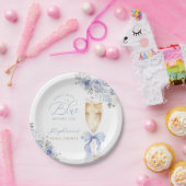 Something Blue Florals Bow Bridal Shower Papieren Bordje (Feest)