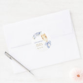 Something Blue Florals Bow Champagne Glass Ronde Sticker (Envelop)