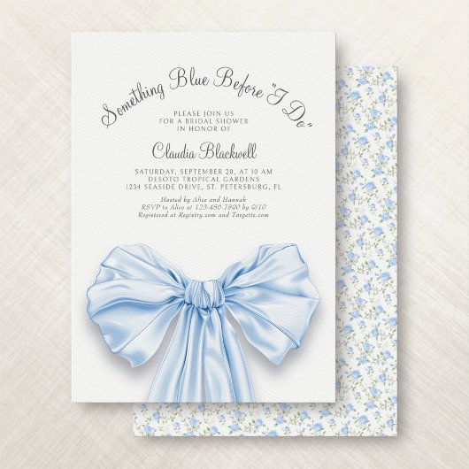 Something Blue French Bow Coquette Vrijgezellenfee Kaart