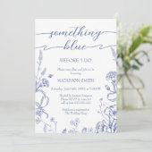 Something Blue French Bridal Shower invitation Kaart (Staand voorkant)
