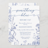 Something Blue French Bridal Shower invitation Kaart (Voorkant / Achterkant)