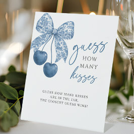Something Blue Guess How Many Kisses Bridal Shower Reclamebord Met Voetstuk