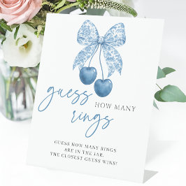 Something Blue Guess How Many Rings Bridal Shower Reclamebord Met Voetstuk