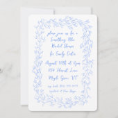 Something Blue Hand Drawn Botanisch Lijst Elegant Kaart (Voorkant)