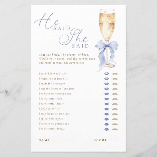 Something  Blue He Said She Said Game (Voorkant)