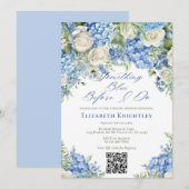Something Blue Hortensia Bruiloft QR Code Kaart (Voorkant / Achterkant)