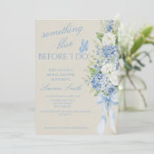 Something Blue Hortensia Bruiloftsborrel Uitnodigi Kaart (Staand voorkant)