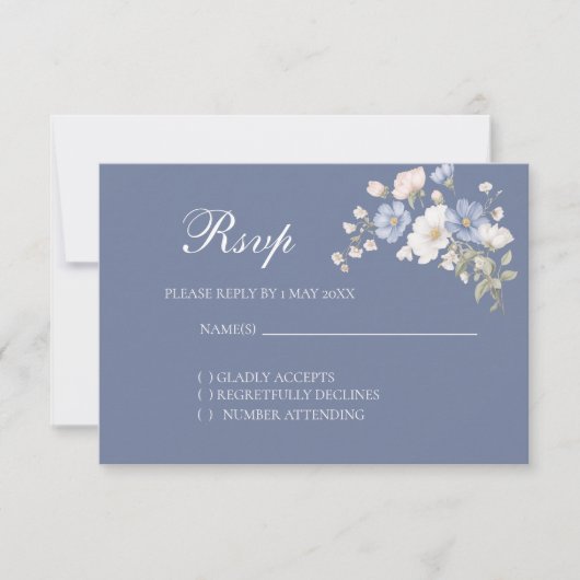 Something Blue Huwelijks RSVP kaart (Voorkant)