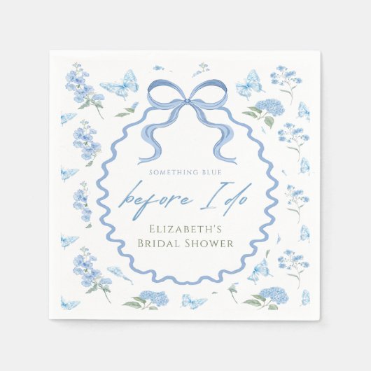 Something Blue Hydrangea Bridal Shower Napkins Servet (Voorkant)