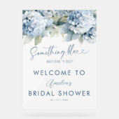 Something Blue Hydrangea Bridal Shower Sign Acryl Bord (Voorkant)