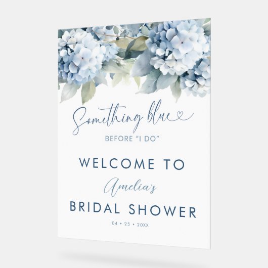 Something Blue Hydrangea Bridal Shower Sign Acryl Bord (Hoek)