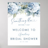 Something Blue Hydrangea Bridal Shower Sign Poster (Voorkant)