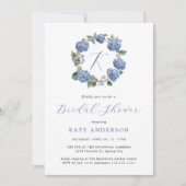 Something Blue Hydrangeas Monogram Vrijgezellenfee Kaart (Voorkant)