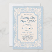 Something Blue Kant Modern Klassieke Bruidsdouche Kaart (Voorkant)