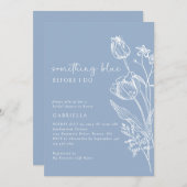 Something Blue Line Art Floral Bridal Shower Kaart (Voorkant / Achterkant)