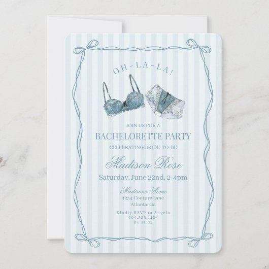Something Blue Lingerie Lace Bachelorette Party Kaart (Voorkant)