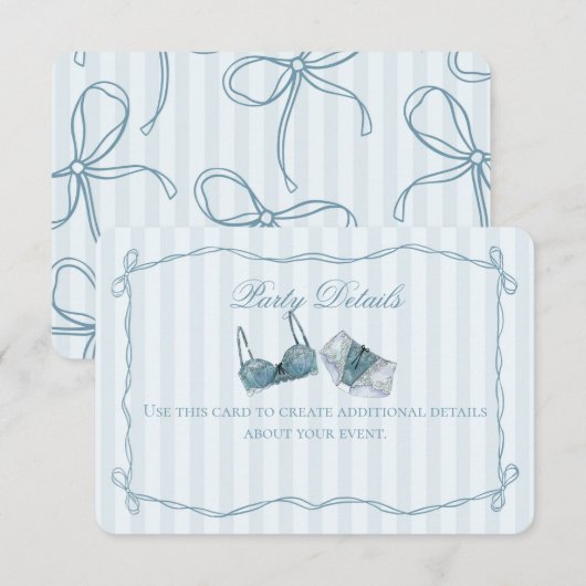 Something Blue Lingerie Shower Details Insert Informatiekaartje (Voorkant / Achterkant)