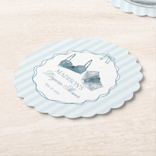 Something Blue Lingerie Shower Lace Bachelorette Kartonnen Onderzetters (Gekanteld)