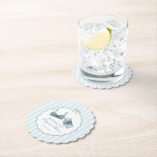 Something Blue Lingerie Shower Lace Bachelorette Kartonnen Onderzetters (Insitu)