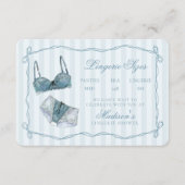 Something Blue Lingerie Sizes Shower Invitation Informatiekaartje (Voorkant)