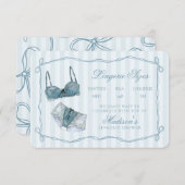 Something Blue Lingerie Sizes Shower Invitation Informatiekaartje (Voorkant / Achterkant)