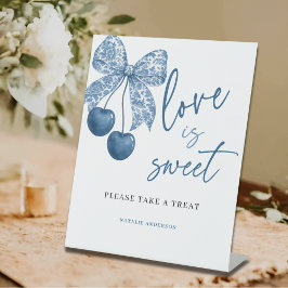 Something Blue Love is Sweet Bruiloft Favorieten Reclamebord Met Voetstuk