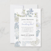 Something Blue Maid of Honor Wedding Proposal Card Bedankkaart (Voorkant)