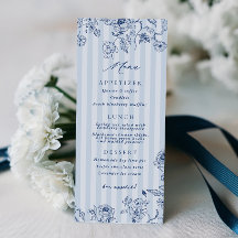 Something Blue Menu Bridal Shower Party Card 