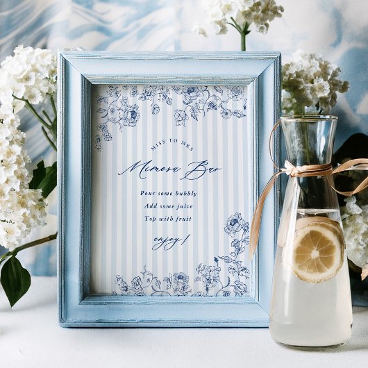 Something Blue Mimosa Bar Bord Bruidsfeest Borrel Poster