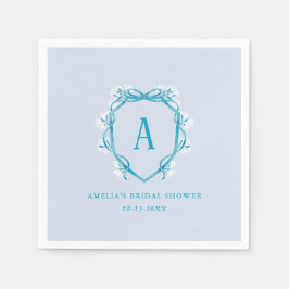 Something Blue Monogram Floral Crest Vrijgezellenf Servet