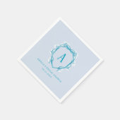 Something Blue Monogram Floral Crest Vrijgezellenf Servet (Hoek)