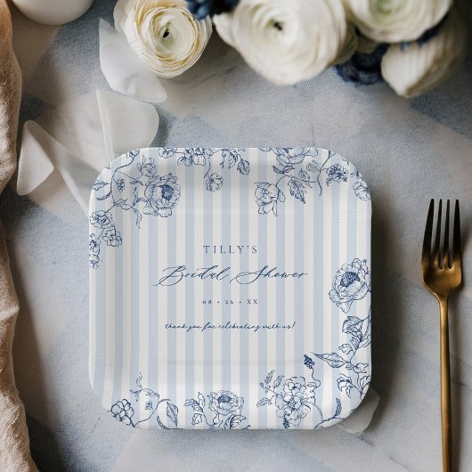 Something Blue Paper Plates Bridal Shower Party Papieren Bordje
