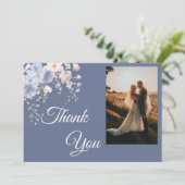 Something Blue Photo Thank You Card Bedankkaart (Staand voorkant)
