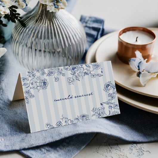 Something Blue Place Card Bruiloftsborrel Naam Ten Bedankkaart
