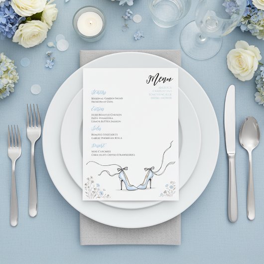 Something Blue Powder Blue Heels Bridal Shower Menu