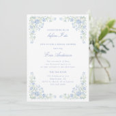 Something Blue Preppy Floral Bridal Shower Kaart (Staand voorkant)