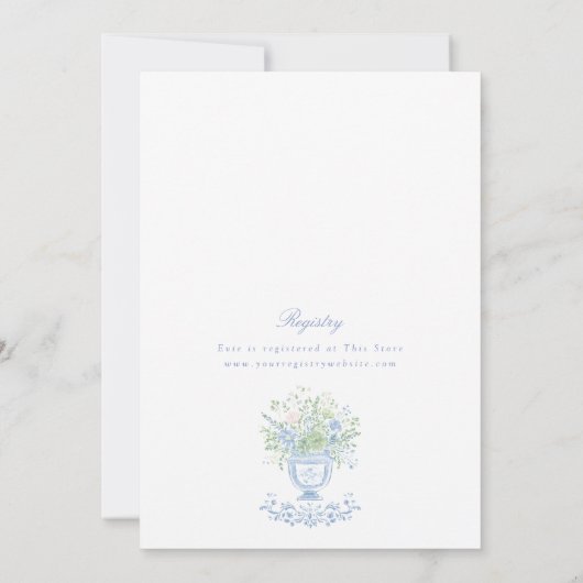 Something Blue Preppy Floral Bridal Shower Kaart (Achterkant)