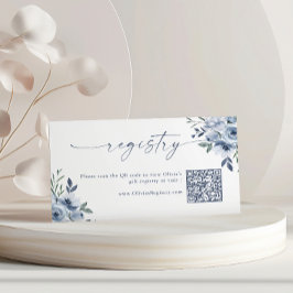 Something Blue QR Code Gift Registry Bloemen Kaart Notitiekaartje
