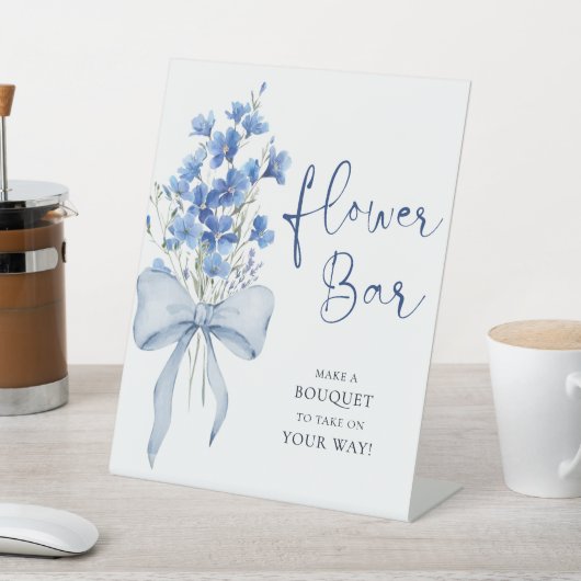 Something Blue Ribbon Flower Bar Vrijgezellenfeest Reclamebord Met Voetstuk (Insitu)