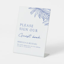 Something Blue Simple Botanical Guest Book
