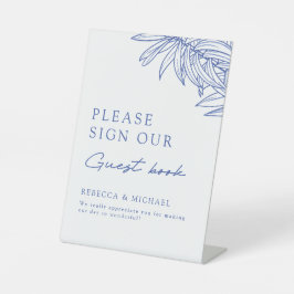 Something Blue Simple Botanical Guest Book Reclamebord Met Voetstuk
