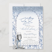 Something Blue Strik Glitter Champagne Wilde Bloem Kaart (Voorkant)