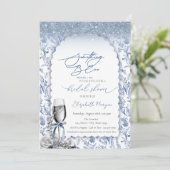Something Blue Strik Glitter Champagne Wilde Bloem Kaart (Staand voorkant)