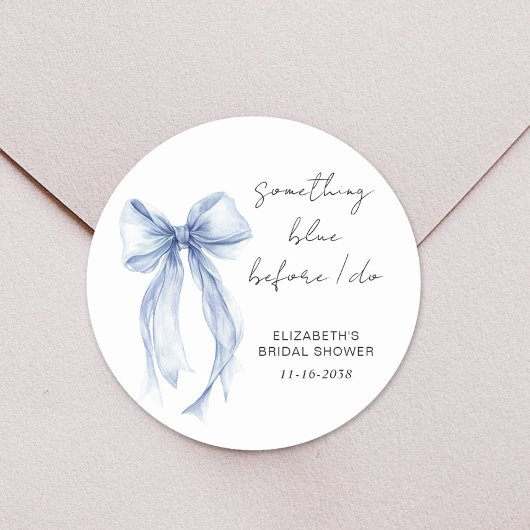 Something Blue Strik Watercolor Bruidsdouche Ronde Sticker